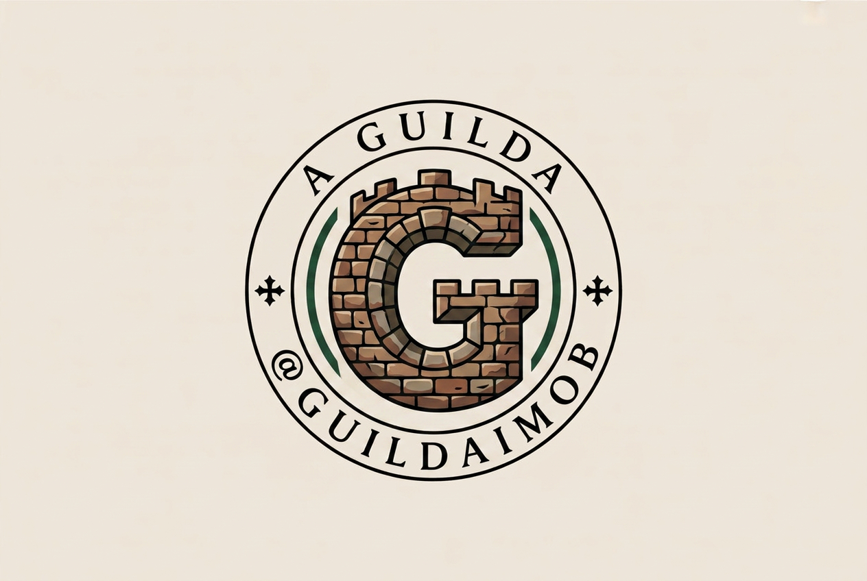 Selo da Guilda Imob — o G de pedra com ameias de castelo
